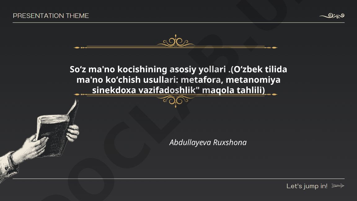 Soʻz ma'no koʻchishining asosiy yollari va Oʻzbek tilida ma'no koʻchish usullari