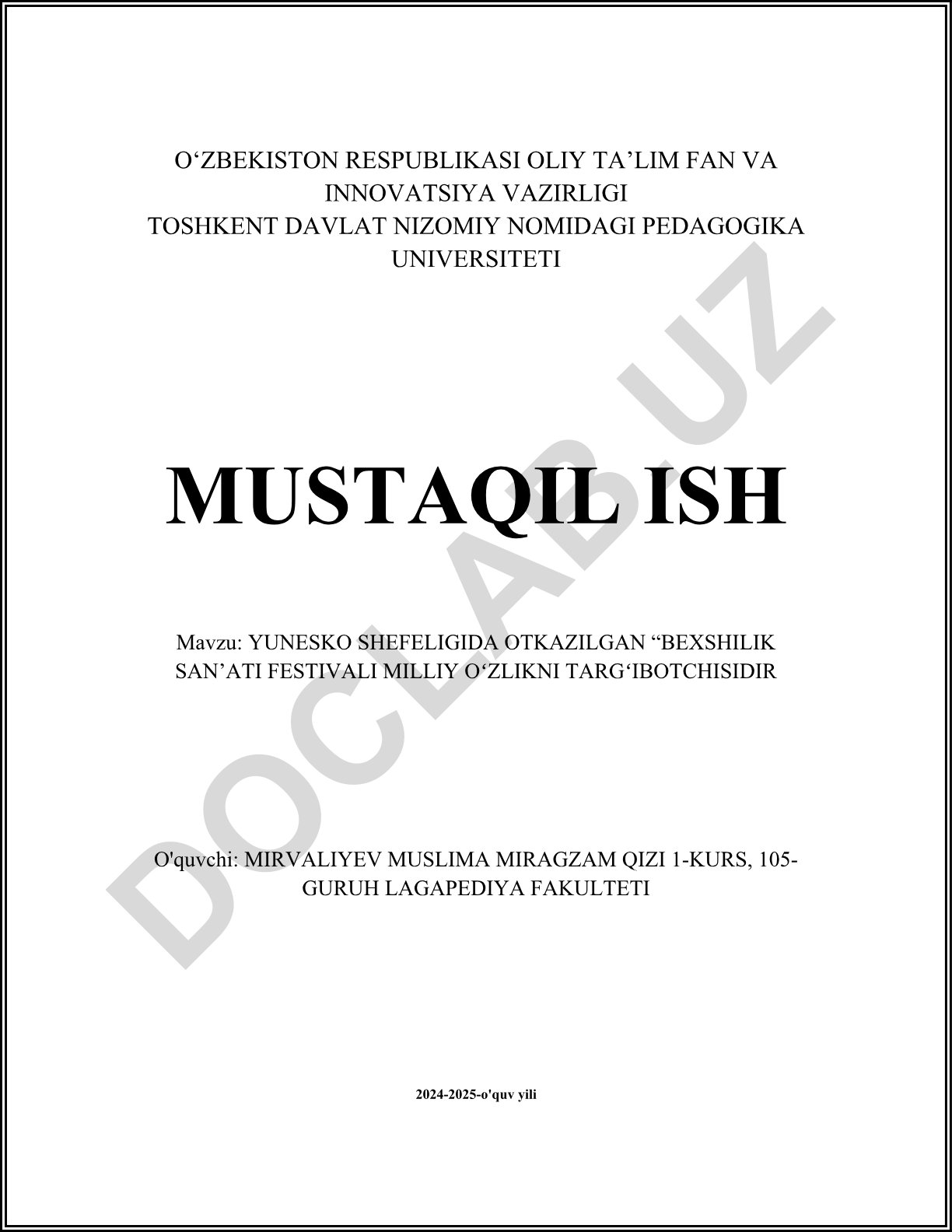 YUNESKO SHEFELIGIDA OTKAZILGAN “BEXSHILIK SAN’ATI FESTIVALI MILLIY OʻZLIKNI TARGʻIBOTCHISIDIR