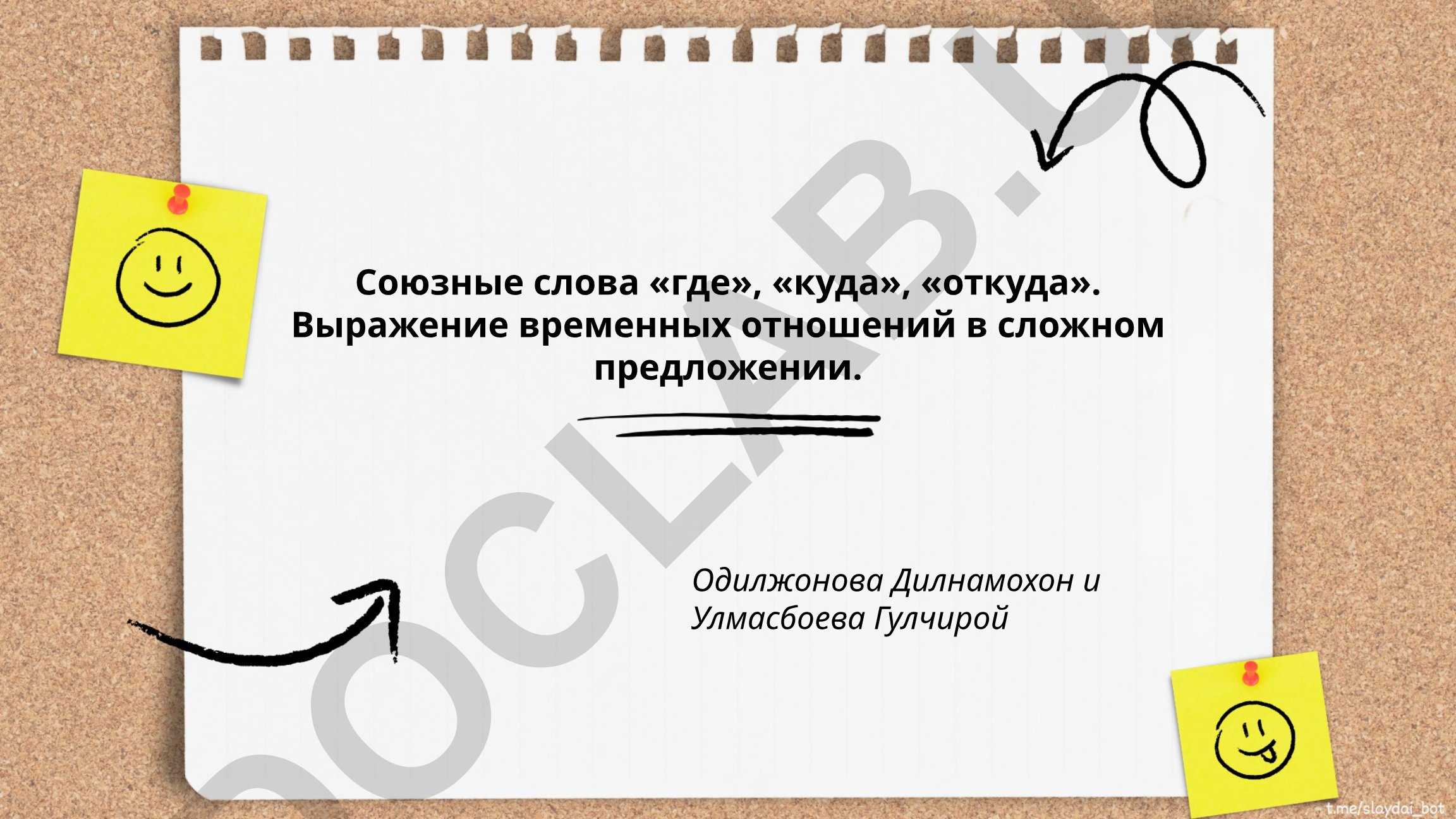 Союзные слова «где», «куда», «откуда» и выражение временных отношений в сложном предложении