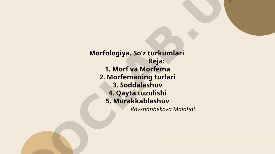 Morfologiya va soʻz turkumlari