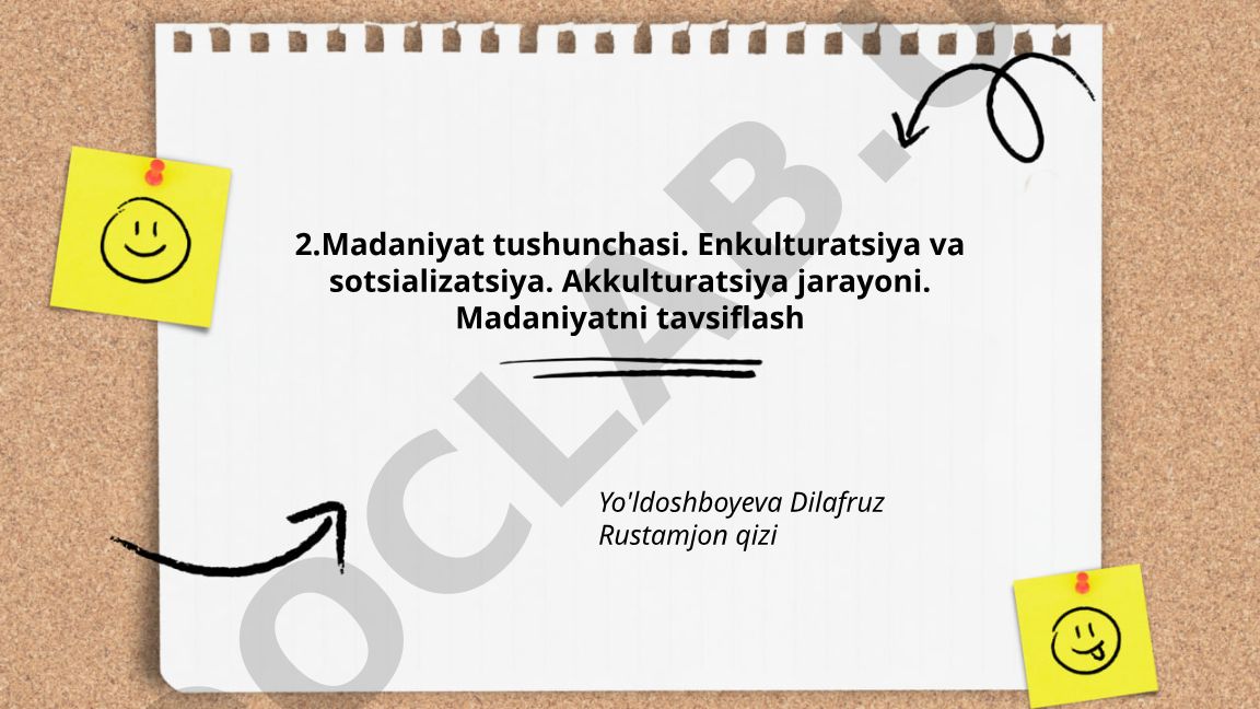 Madaniyat tushunchasi, enkulturatsiya, sotsializatsiya va akkulturatsiya jarayonlari