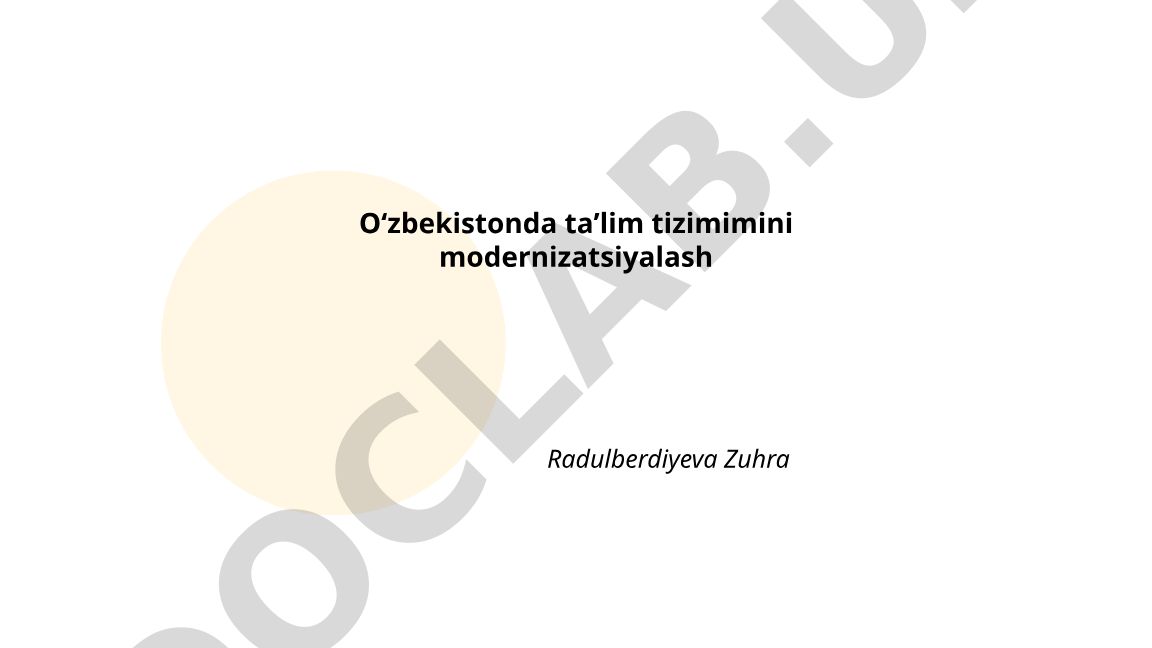 Oʻzbekistonda taʼlim tizimini modernizatsiyalash