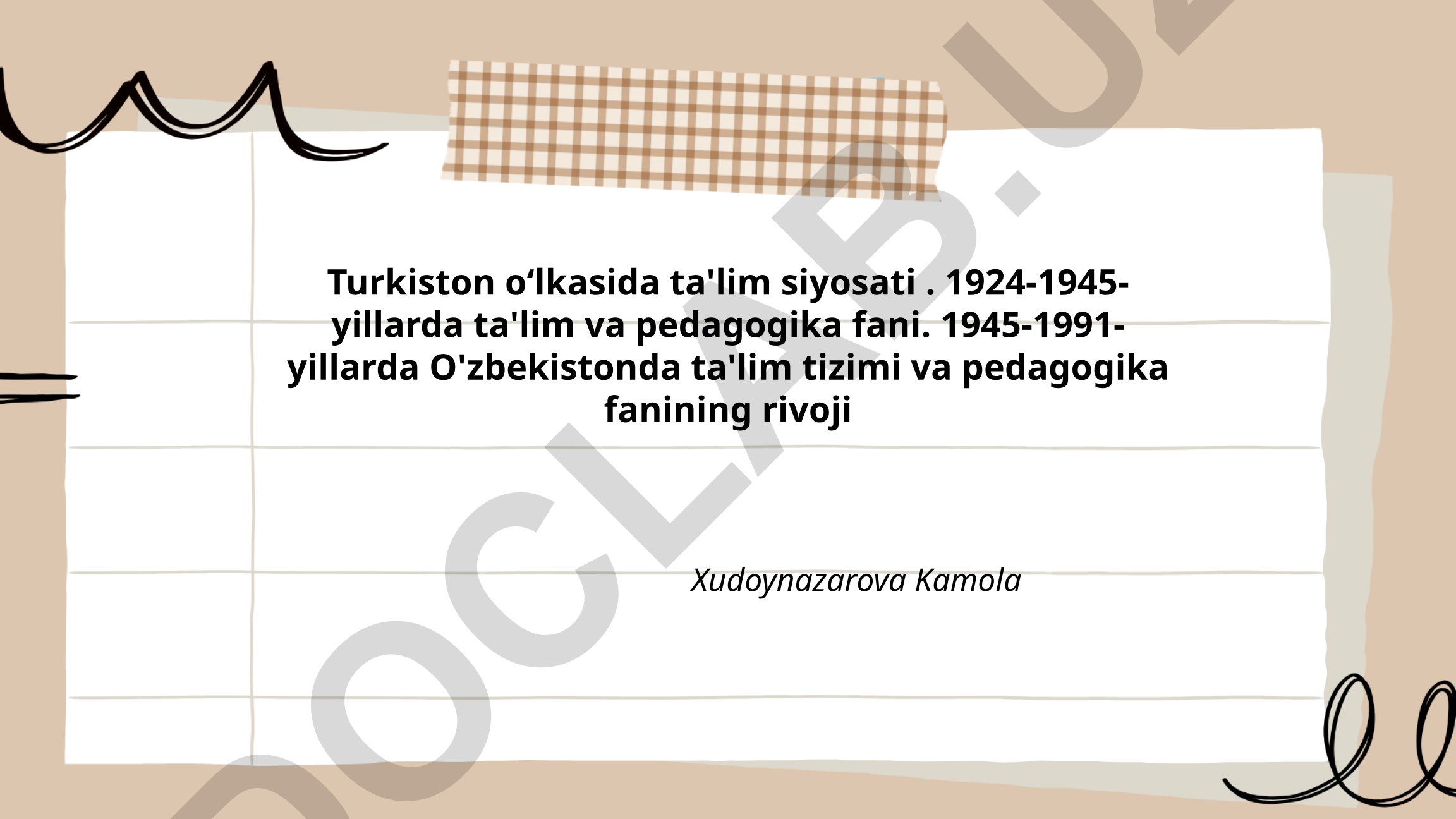 Turkiston o‘lkasida ta'lim siyosati va pedagogika fanining rivojlanishi