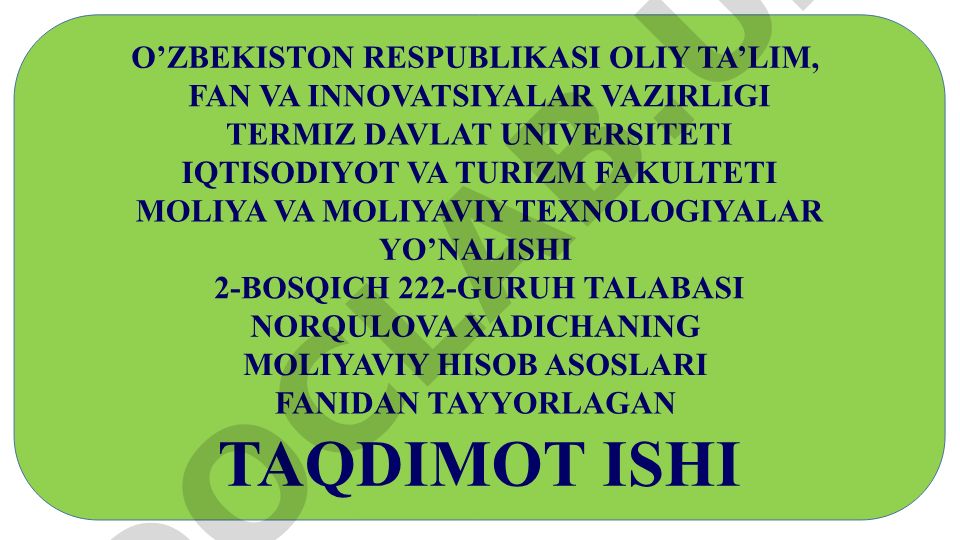 Korxonalarda buxgalteriya hisobi