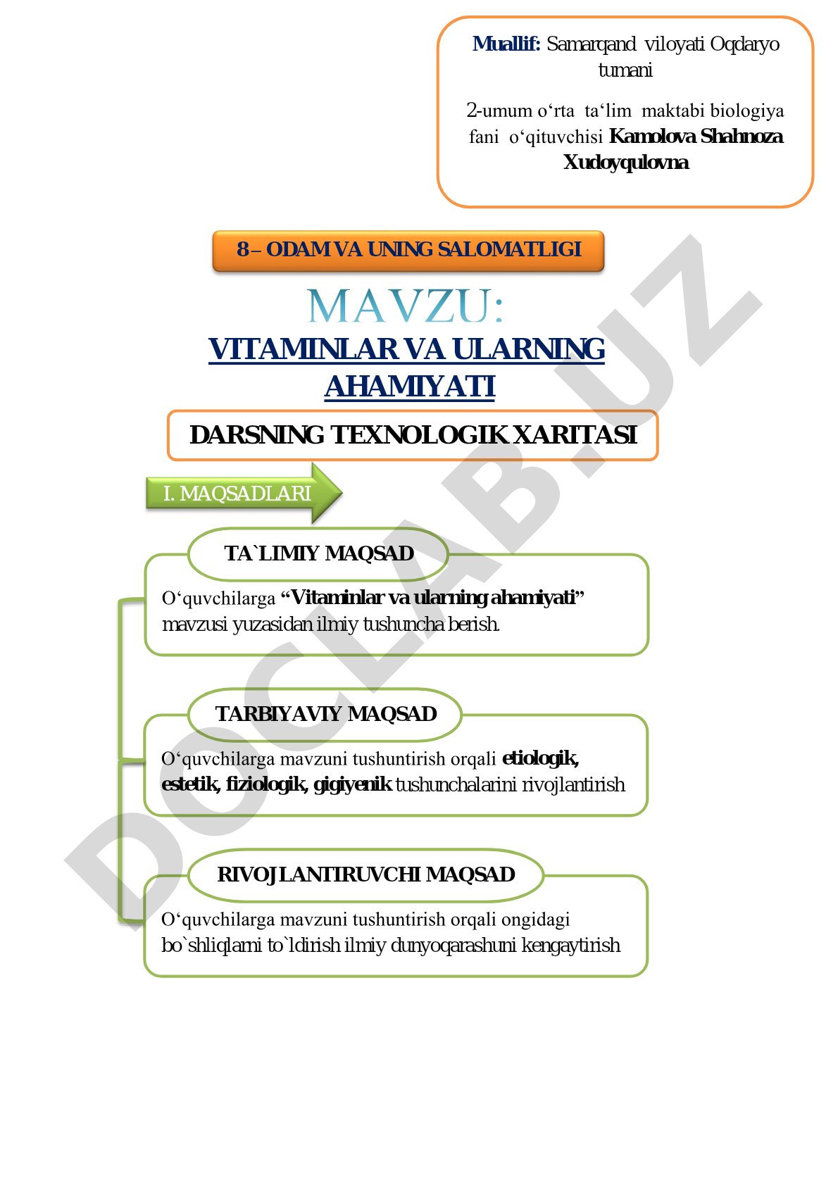 Vitaminlar va ularning ahamiyati