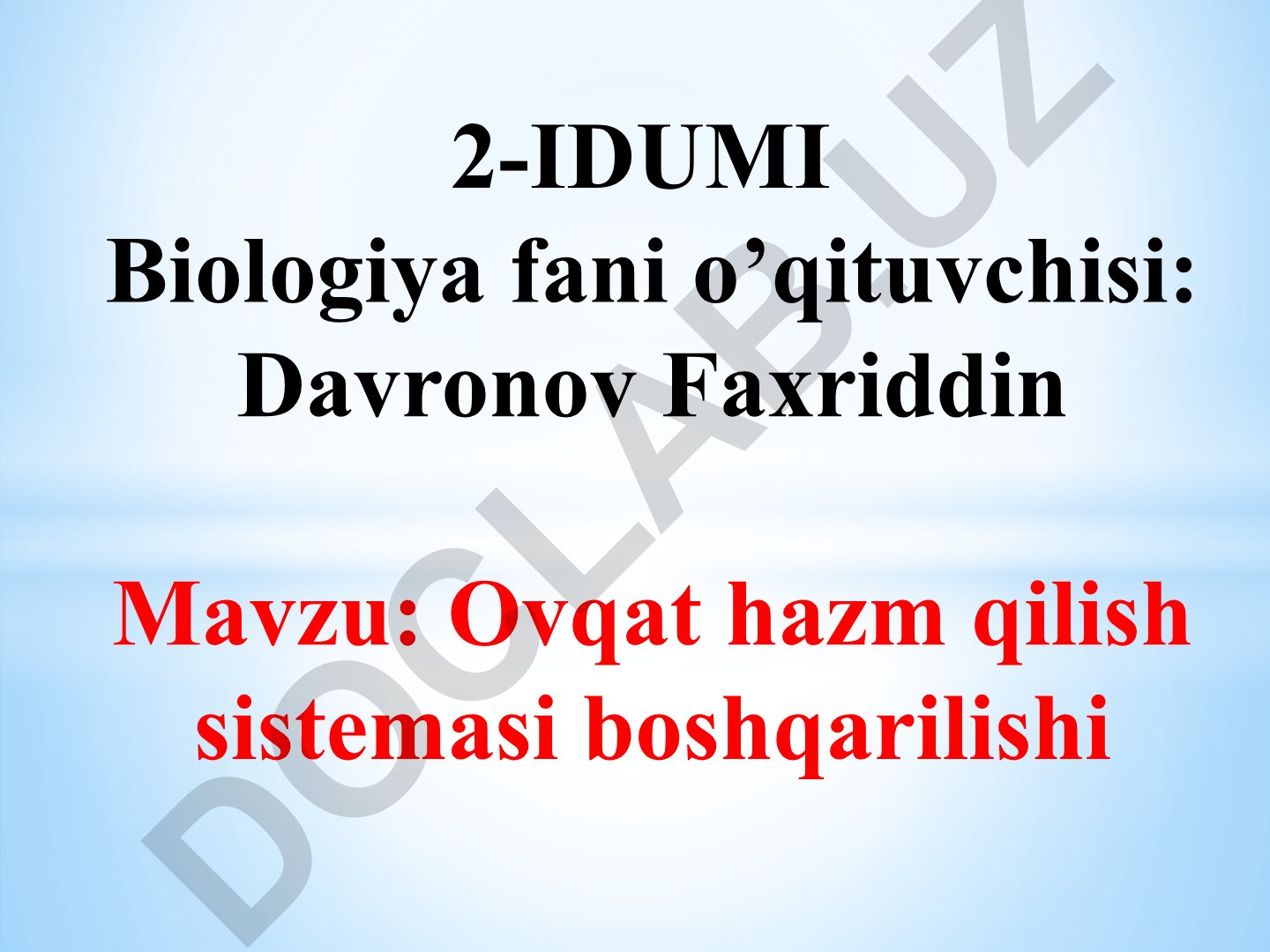 Ovqat hazm qilish sistemasi boshqarilishi