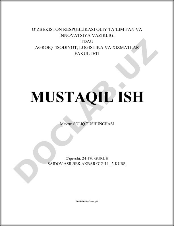 Soliq tushunchasi