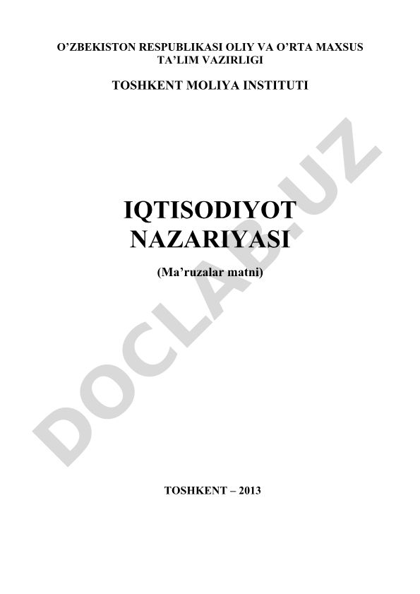 Iqtisodiyot nazariyasi bo'yicha ma'ruzalar matni