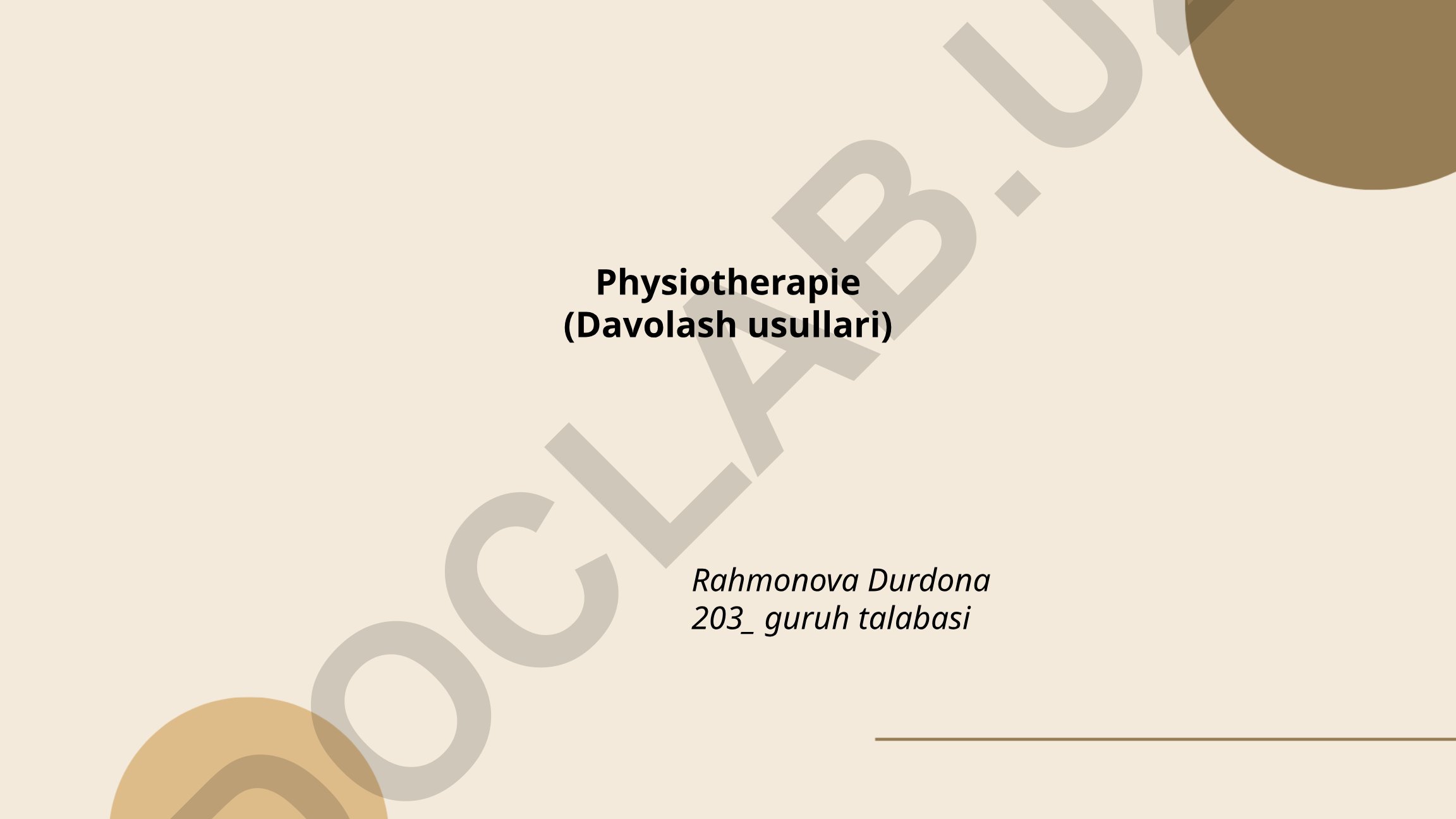 Physiotherapie (Davolash usullari)