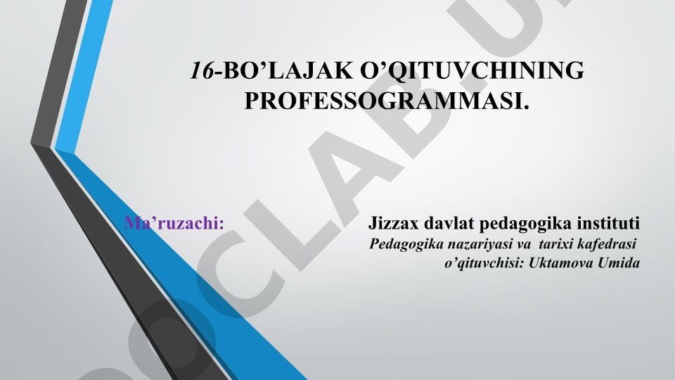 Bo'lajak o'qituvchining professogrammasi