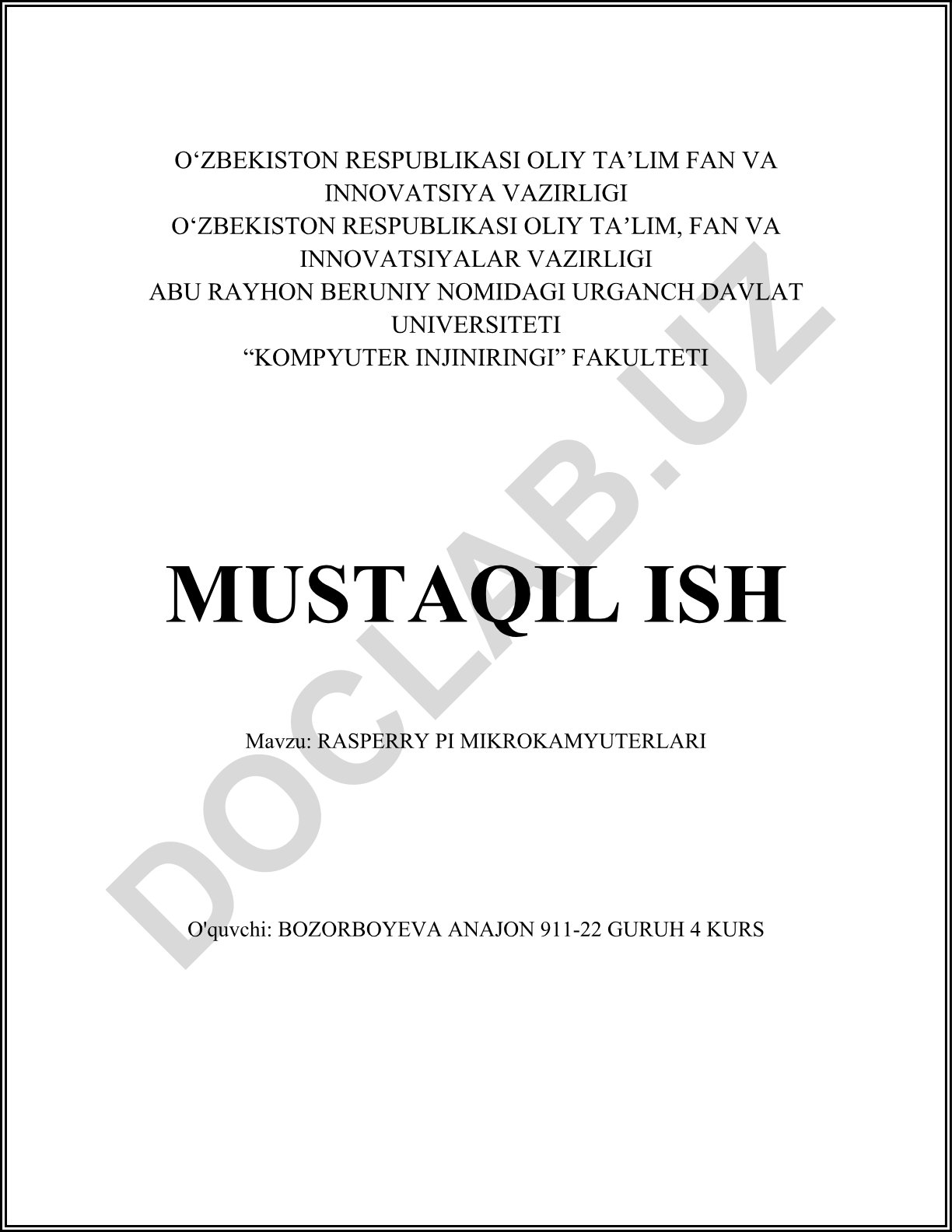 RASPERRY PI MIKROKAMYUTERLARI