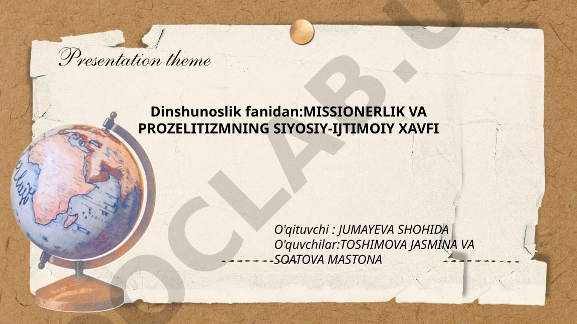 Missionerlik va prozelitizmning siyosiy-ijtimoiy xavfi