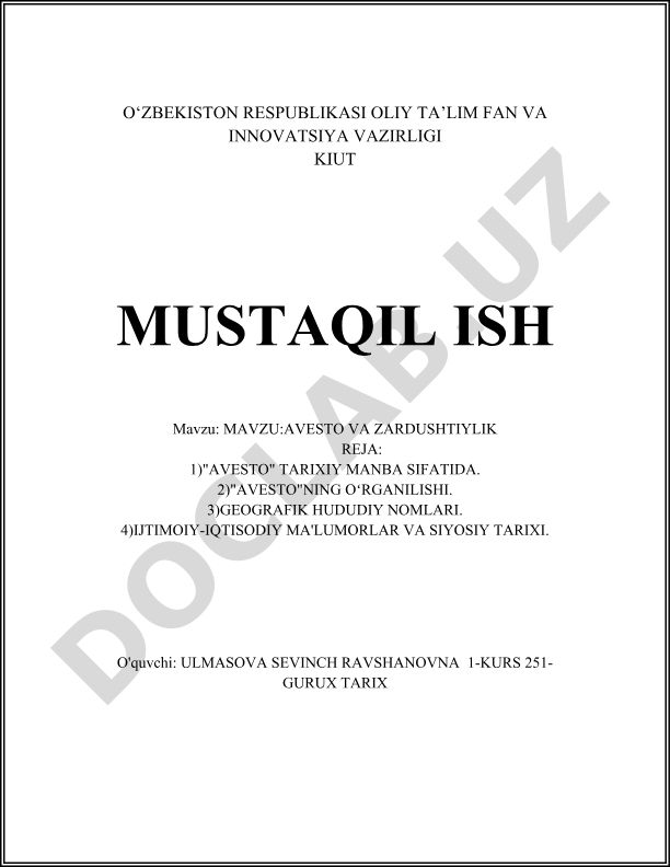 Avesto va Zardushtiylik