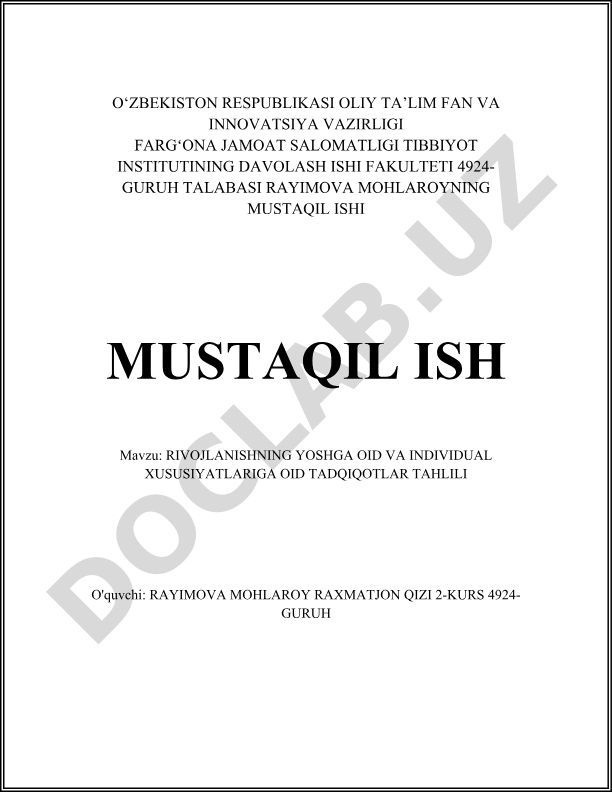 Rivojlanishning yoshga oid va individual xususiyatlariga oid tadqiqotlar tahlili
