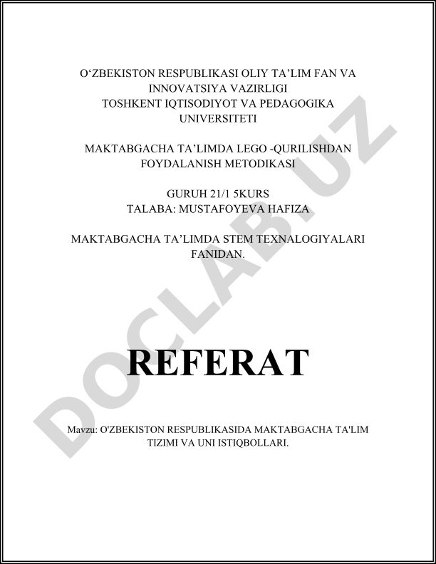 O'zbekiston Respublikasida maktabgacha ta'lim tizimi va uni istiqbollari