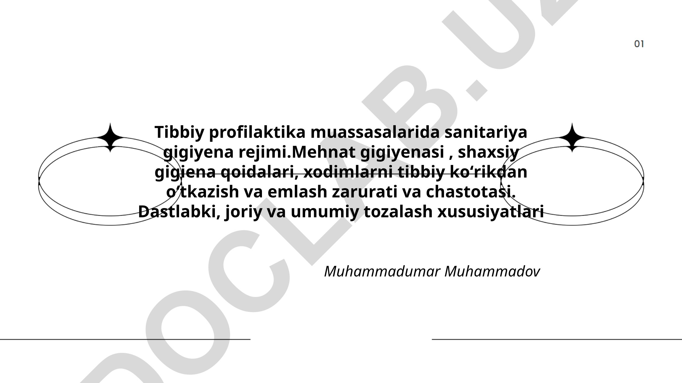 Tibbiy profilaktika muassasalarida sanitariya gigiyena rejimi
