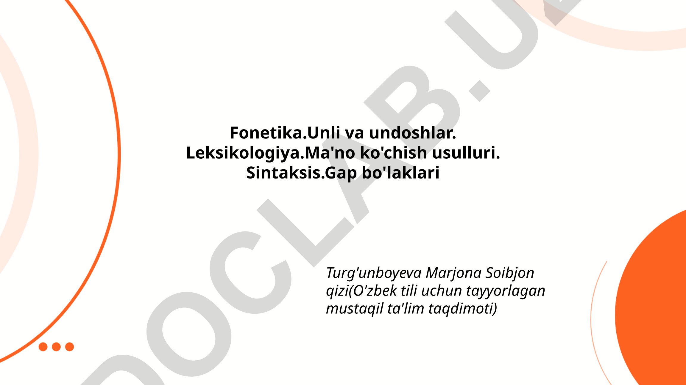 O'zbek tili fanidan mustaqil ta'lim taqdimoti