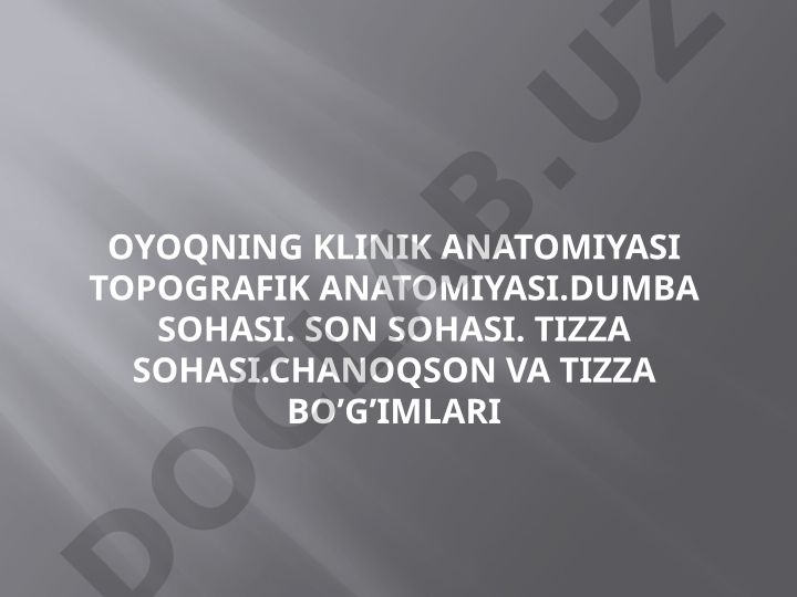 Oyoqning topografik anatomiyasi: dumba, son va tizza sohalari