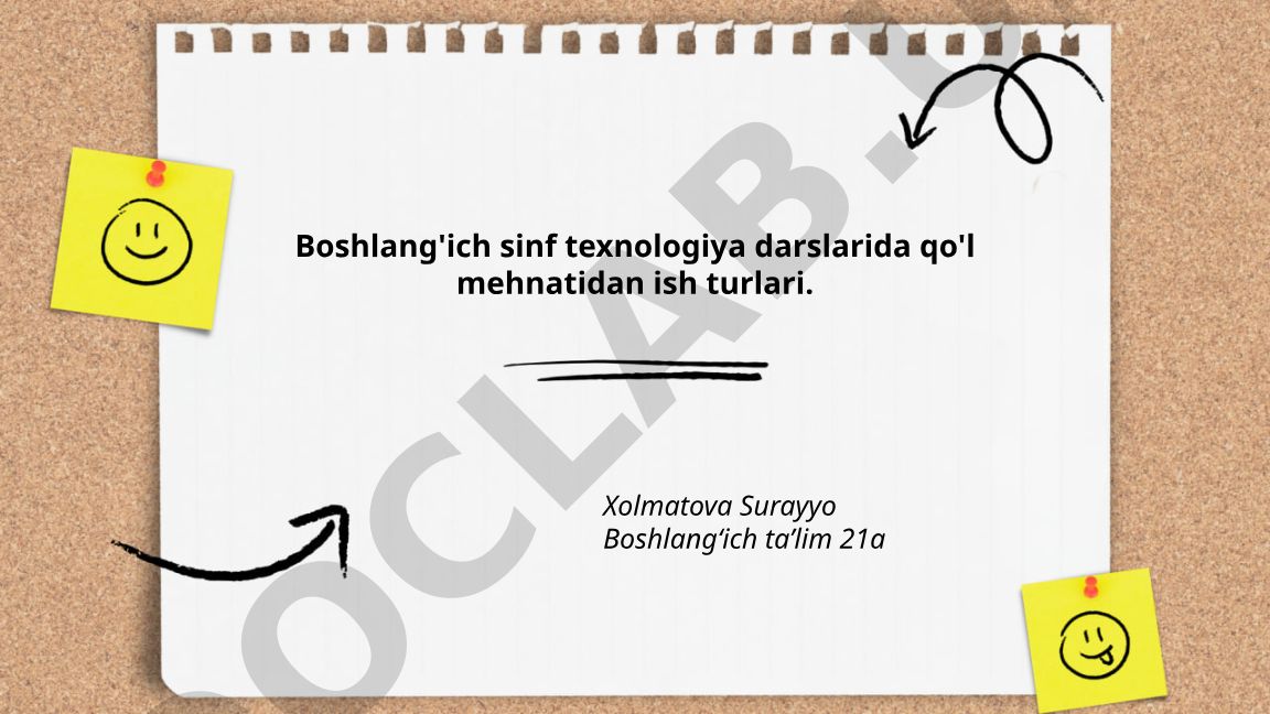 Boshlang'ich sinf texnologiya darslarida qo'l mehnatidan ish turlari