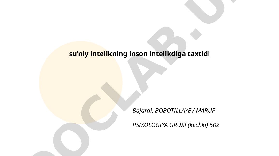 Sun'iy intellektning inson intellektiga taxtidi