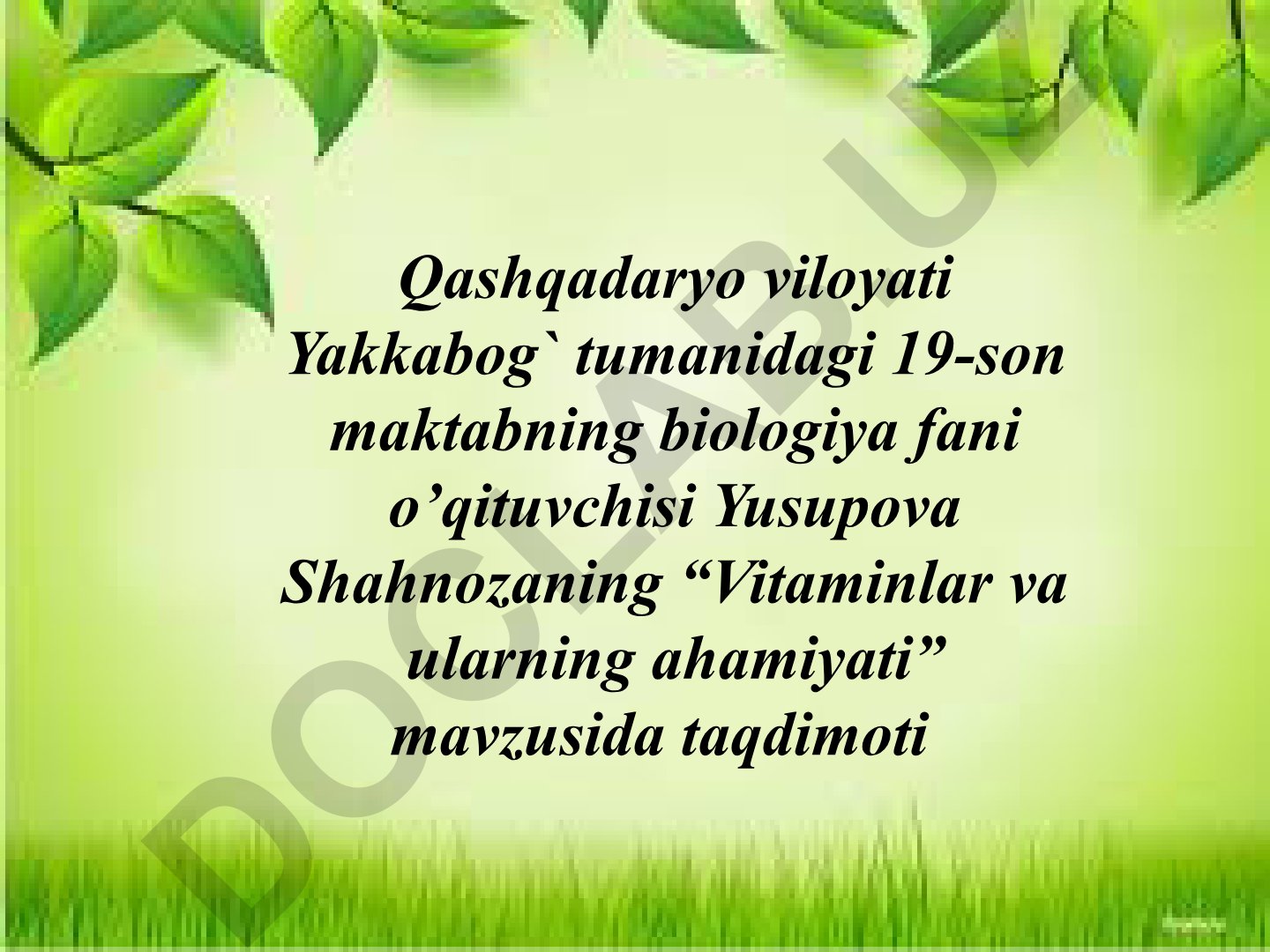 Vitaminlar va ularning ahamiyati