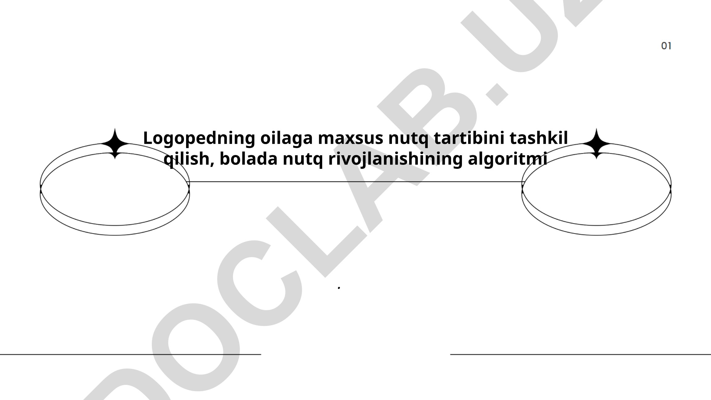 Logopedning oilaga maxsus nutq tartibini tashkil qilish va bolada nutq rivojlanishi algoritmi