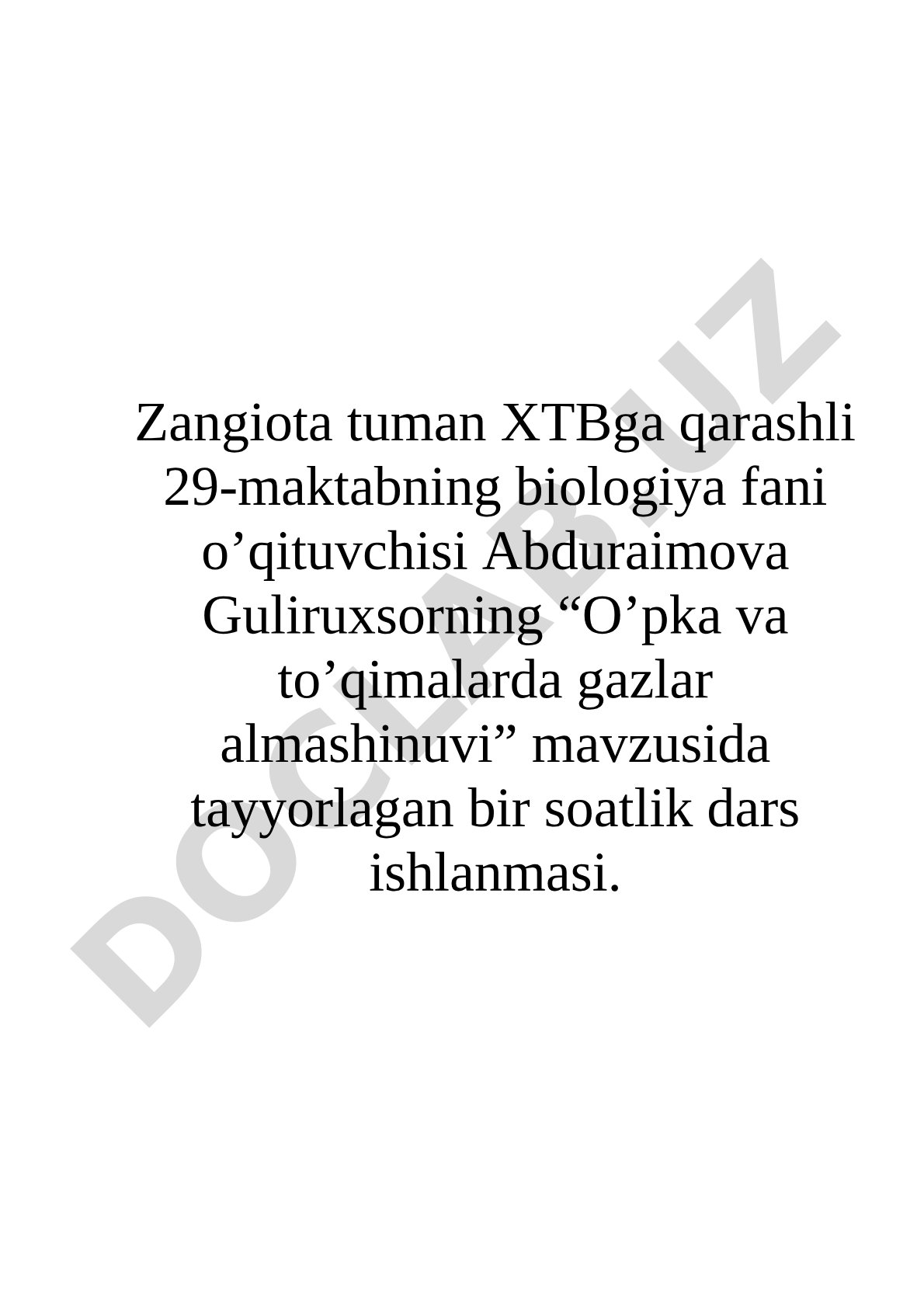 O'pka va to'qimalarda gazlar almashinuvi