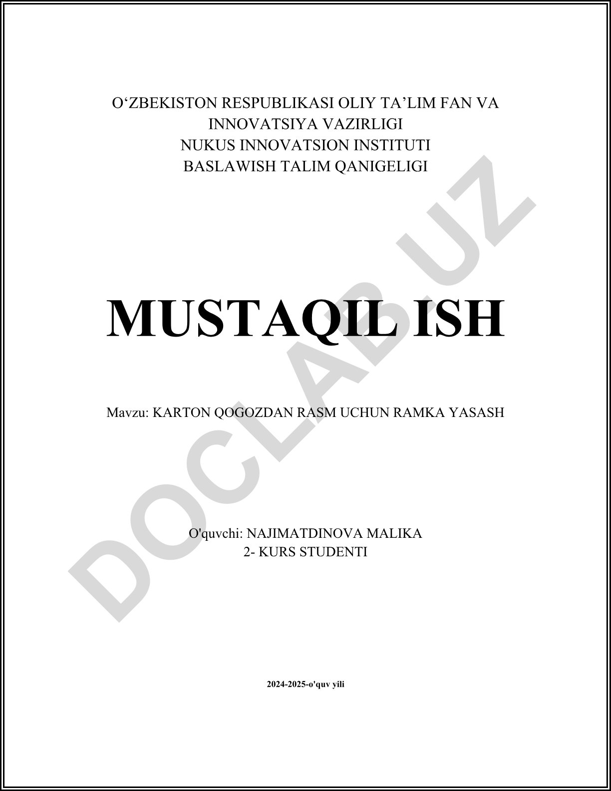 Karton qog'ozdan rasm uchun ramka yasash
