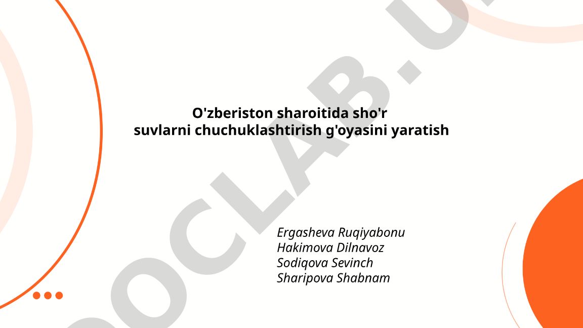 O'zbekiston sharoitida sho'r suvlarni chuchuklashtirish g'oyasi
