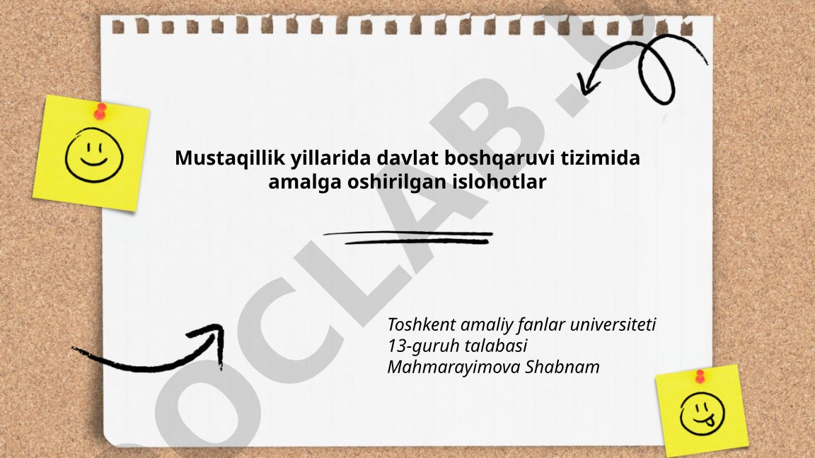 Mustaqillik yillarida davlat boshqaruvi tizimida amalga oshirilgan islohotlar
