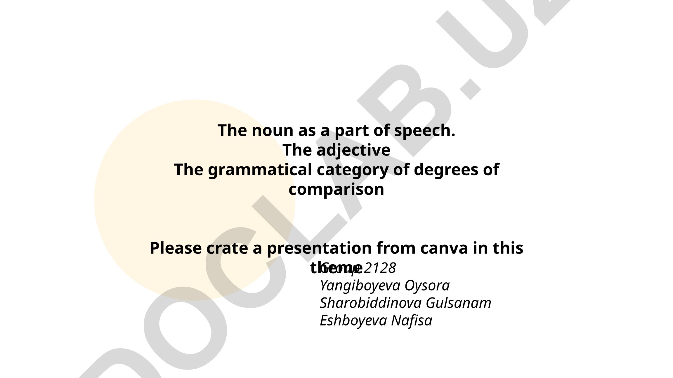 The noun as a part of speech and the adjective grammatical category of degrees of comparison