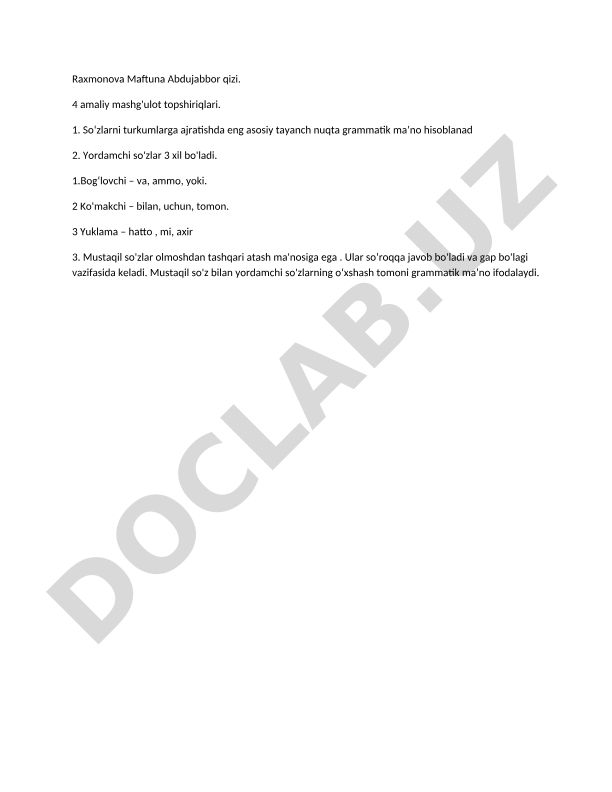 So'z turkumlari va grammatik ma'nolar