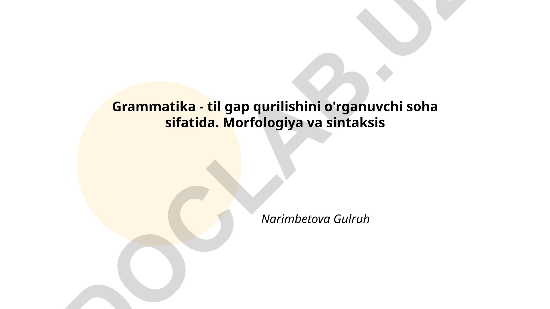 Grammatika nazariyasi, morfologiya va sintaksis