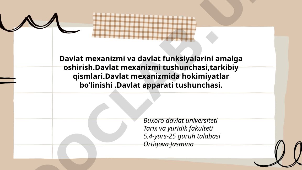 Davlat mexanizmi va davlat funksiyalarini amalga oshirish
