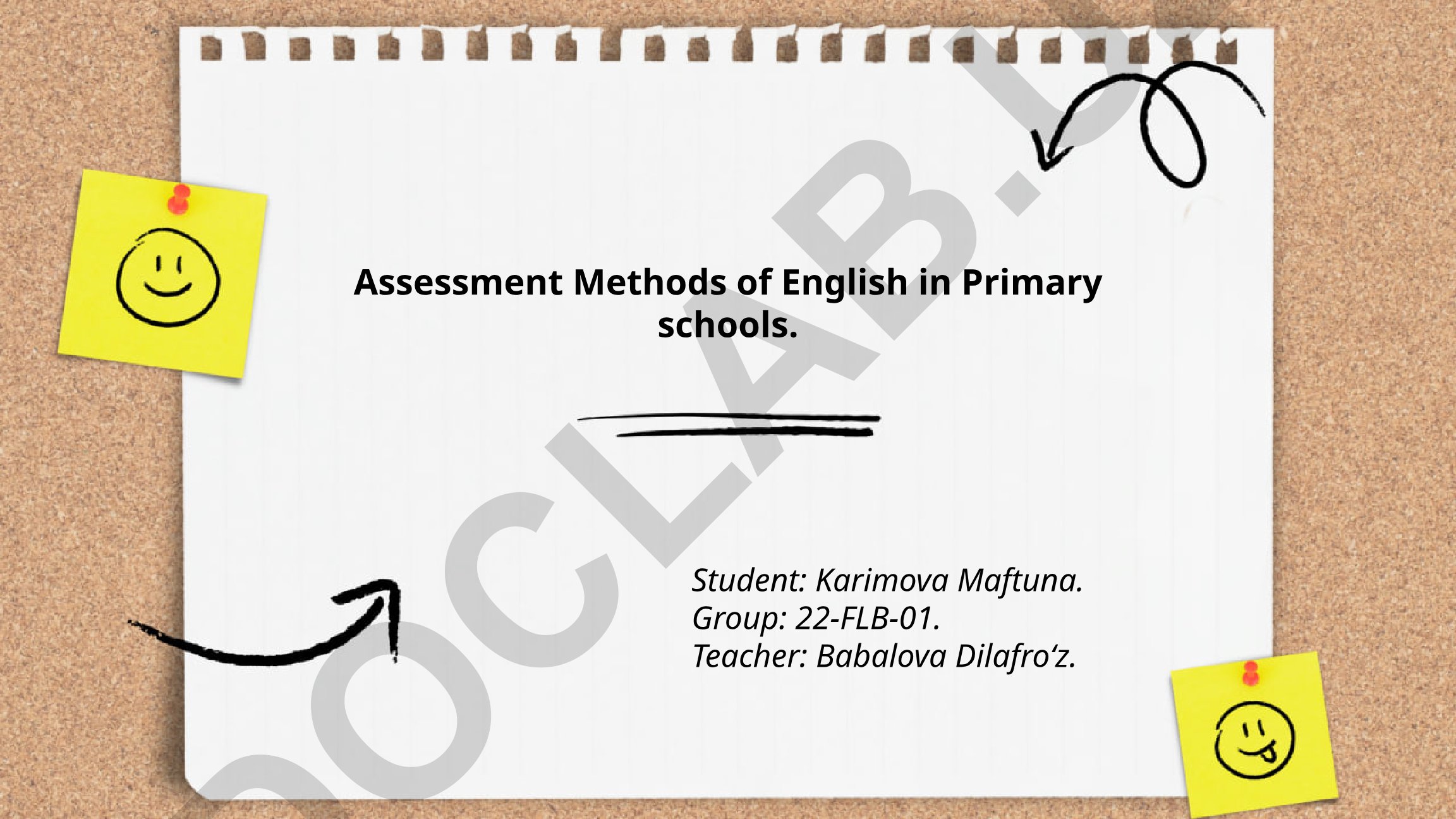 Assessment Methods of English in Primary schools