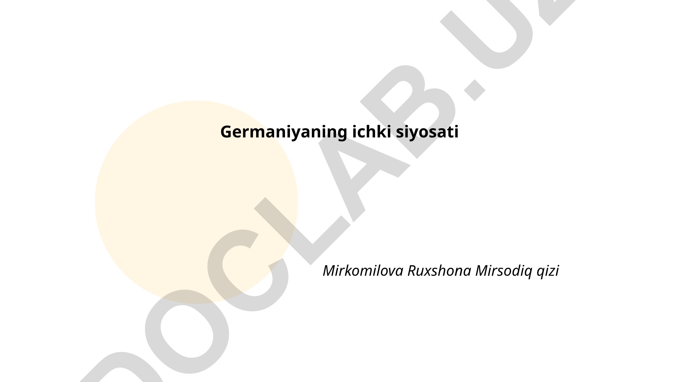 Germaniyaning ichki siyosati