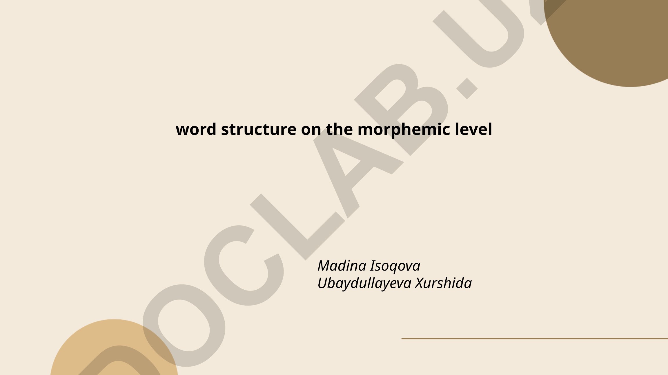 Word structure on the morphemic level in English
