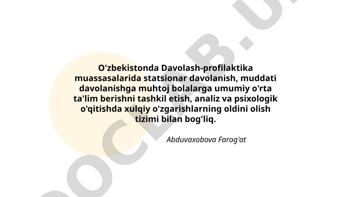 Statsionar davolash muassasalarida bolalarga umumiy o'rta ta'lim berish tizimi