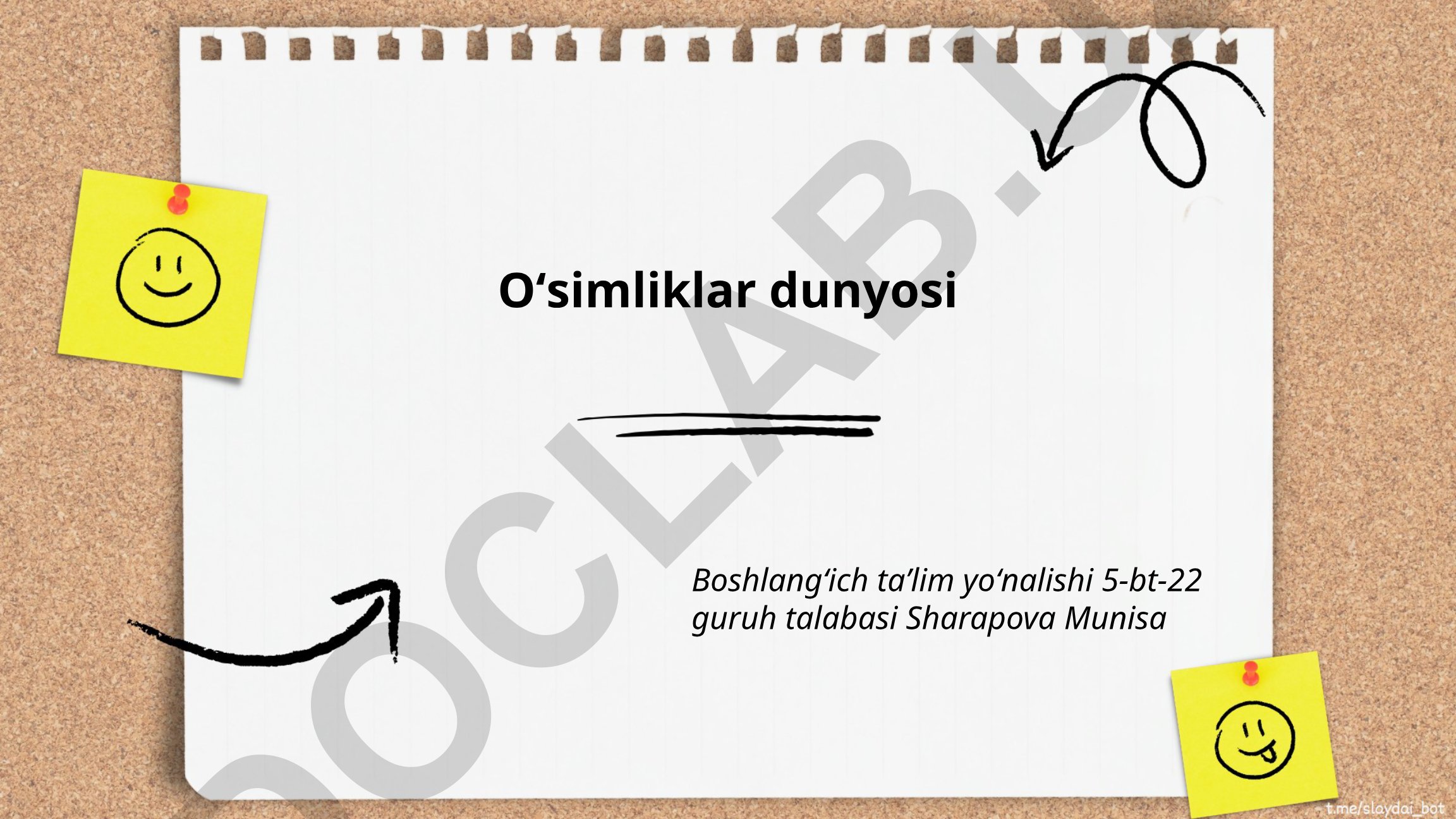 O'simliklar dunyosi: turlari, fotosintez va hayotiy sikli