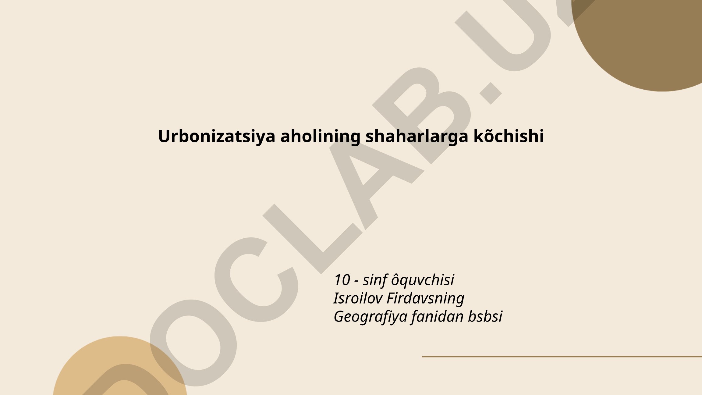 Urbonizatsiyaning sabablari va shaharlardagi aholi o'sishi