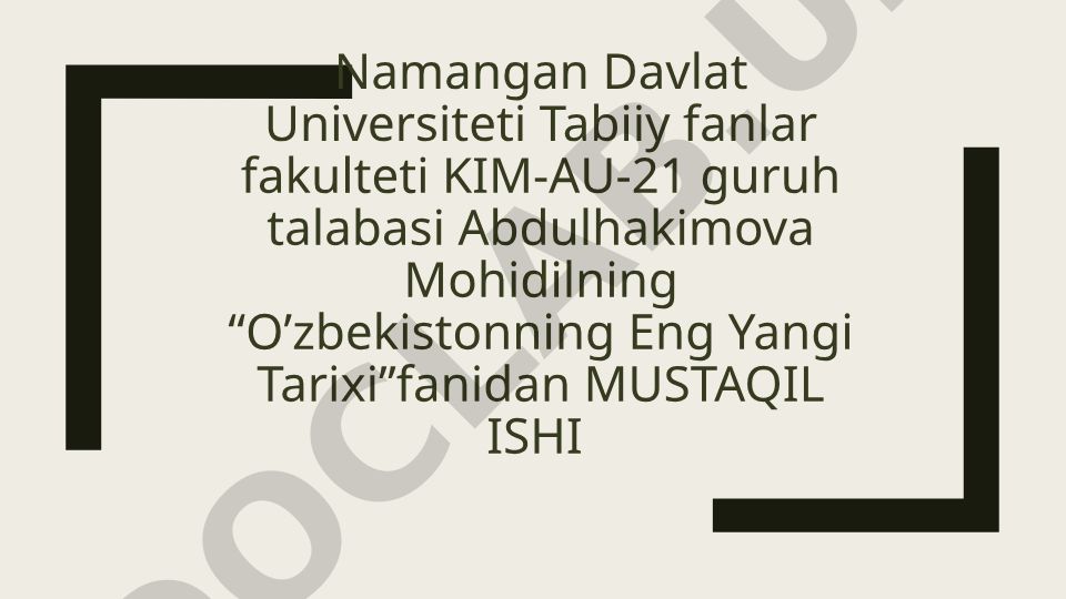 O'zbekistonning o'ziga xos taraqqiyot va rivojlanish yo'li