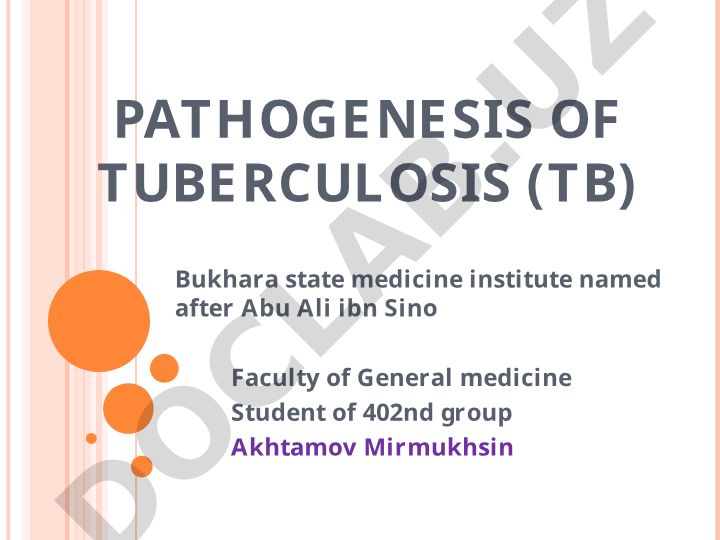 Tuberkulyoz (TB) patogenezi va kasallik kelib chiqish omillari