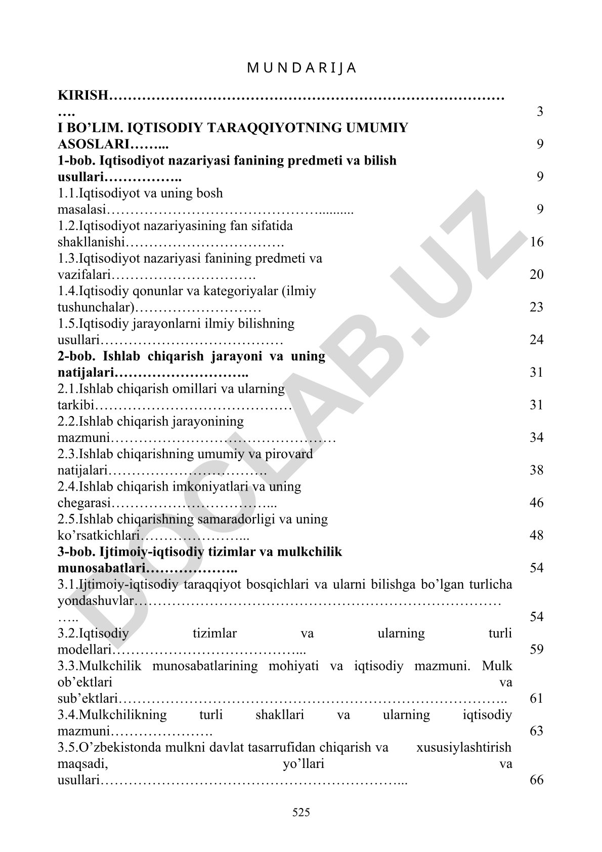 Iqtisodiy taraqqiyotning umumiy asoslari va ijtimoiy-iqtisodiy tizimlar