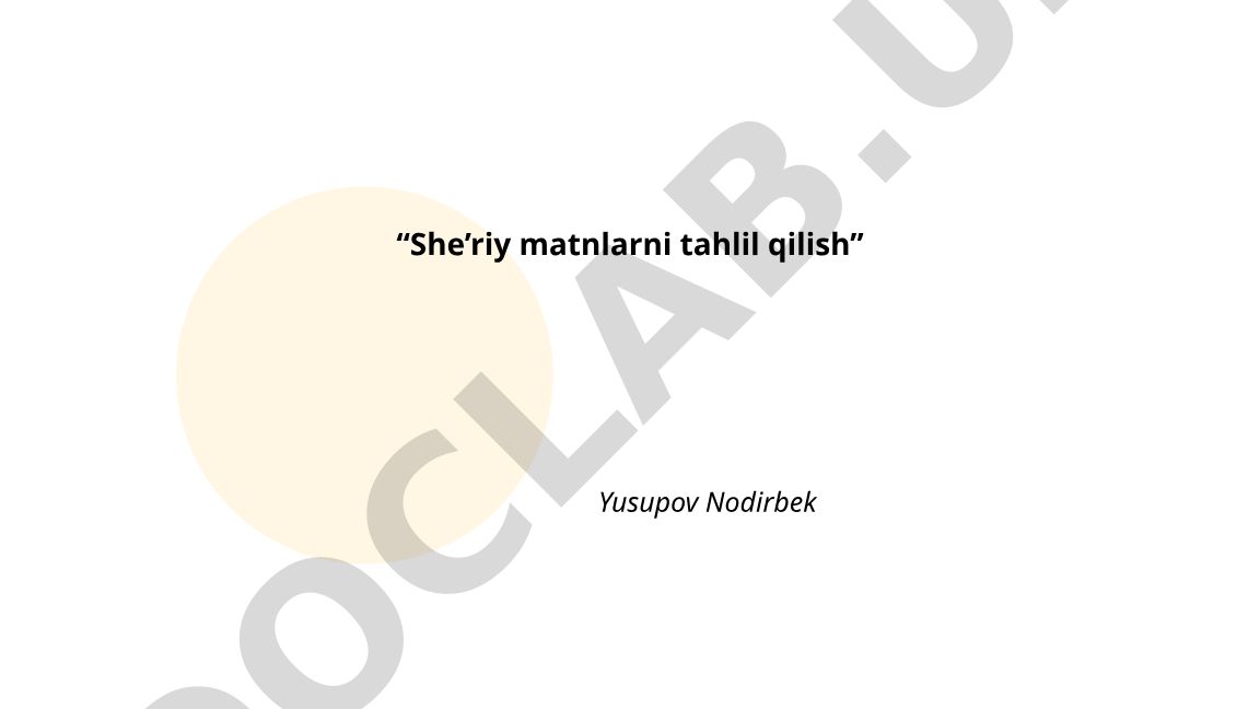She'riy matnlarni tahlil qilish