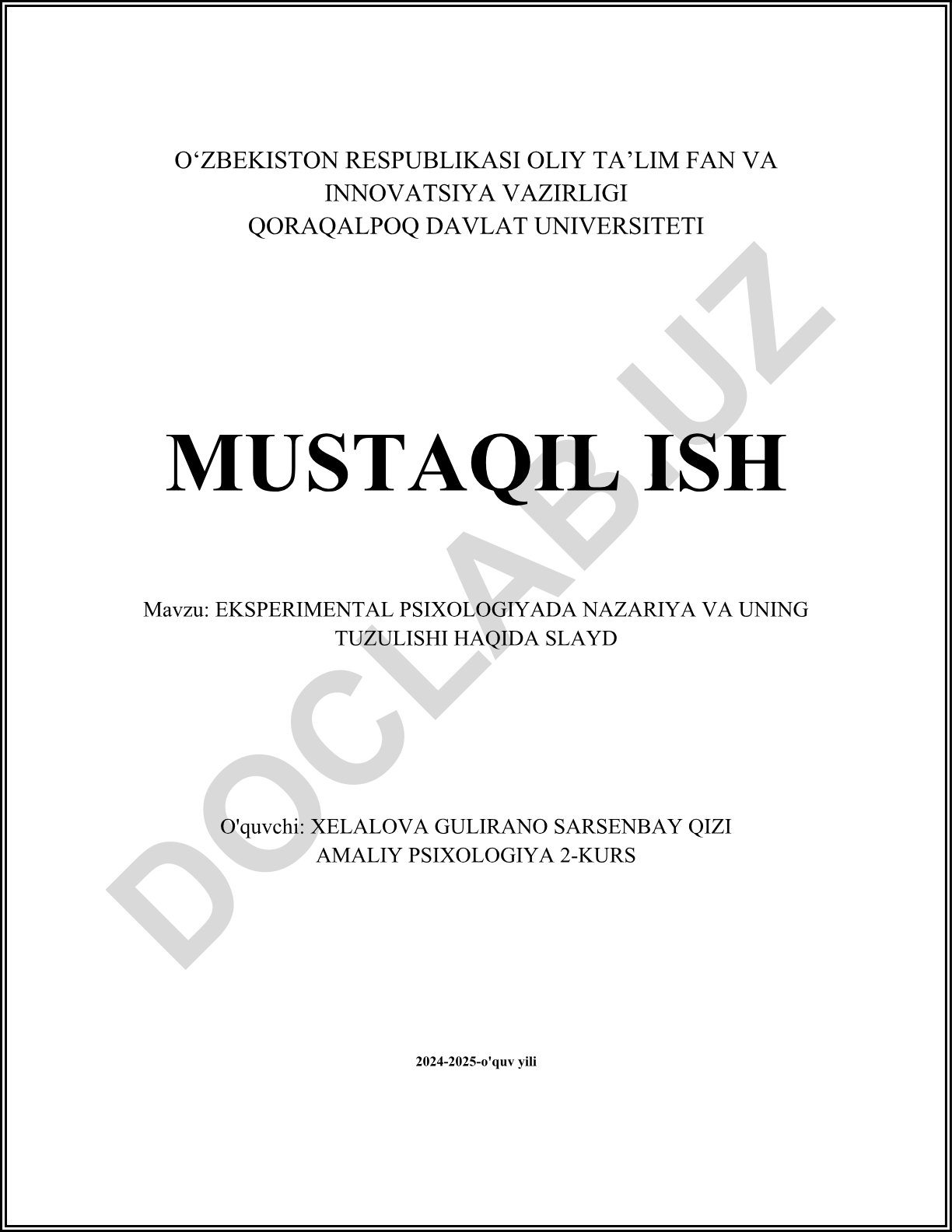 Eksperimental psixologiyada nazariya va uning tuzulishi haqida