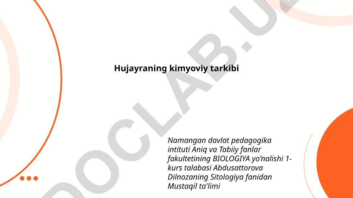 Hujayraning kimyoviy tarkibi