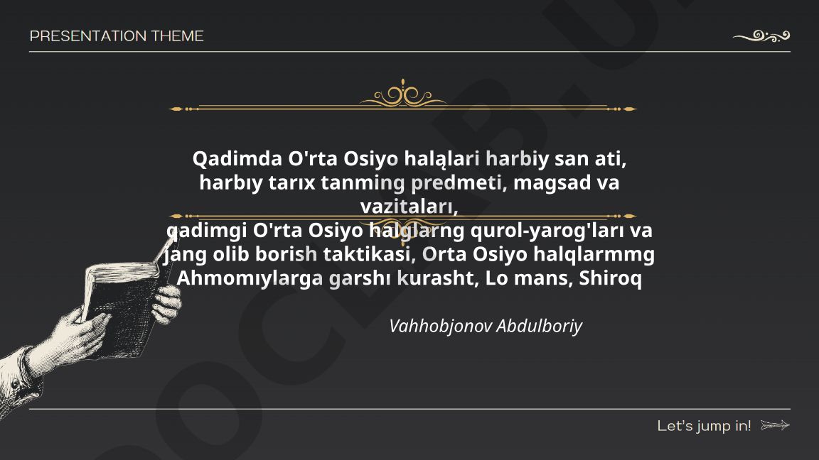 Qadimiy O'rta Osiyo xalqlarining harbiy san'ati va tarixi