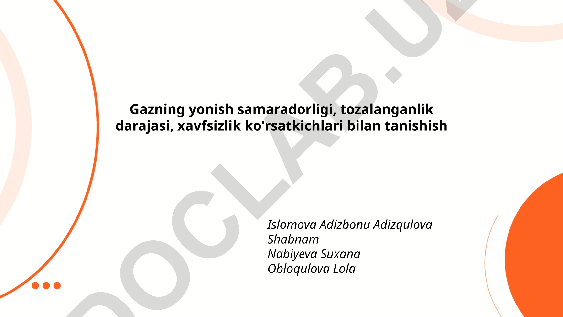 Gaz yonish samaradorligi va xavfsizlik ko'rsatkichlari