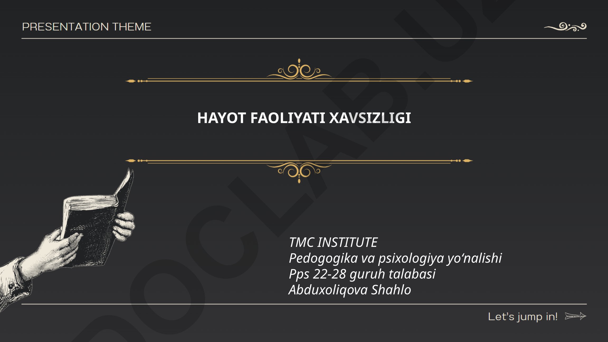 Hayot faoliyati xavfsizligi: yong'in, elektr va gaz xavfsizligi