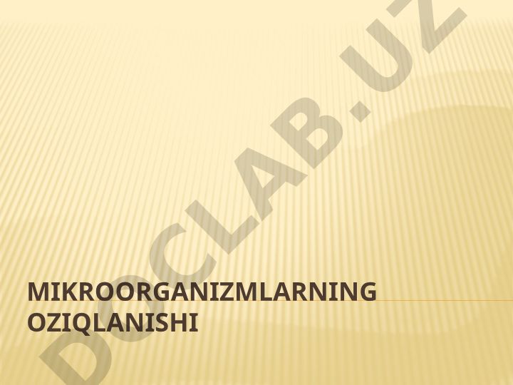 Mikroorganizmlarning oziqlanishi va fermentlar xususiyatlari